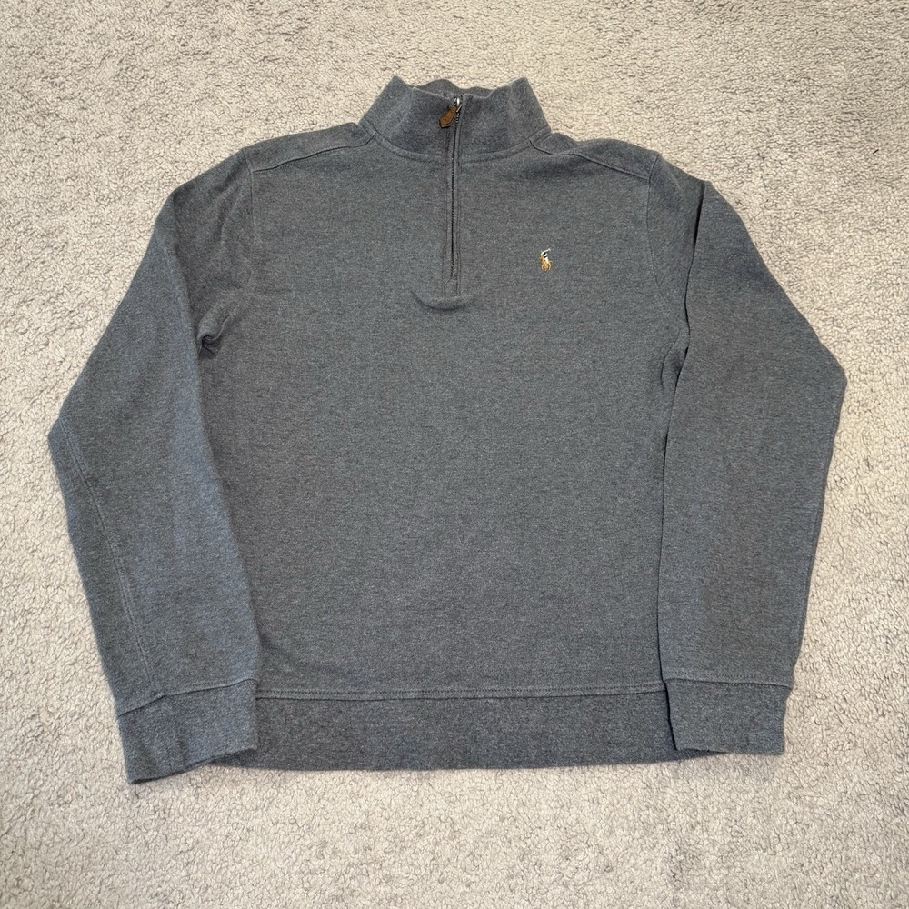 Polo Ralph Lauren Boys Pullover Quarter-Zip Grey‎ Sweater Size XL(18-20)